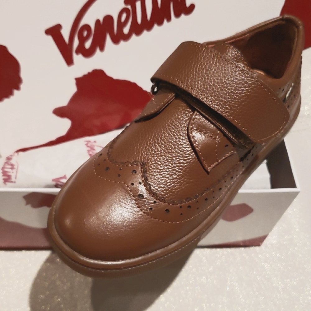 Venettini NEW Dakota Kids Leather Hook-N-Loop Sneaker Dress Shoe SlipOn Handmade - Picture 4 of 13